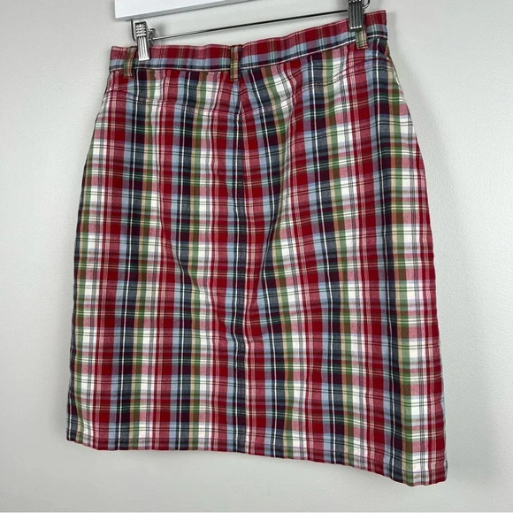 Eddie Bauer Skirt Size 10 Plaid Knee Length Pockets Front Zip 100% Baumwolle - Picture 10 of 10